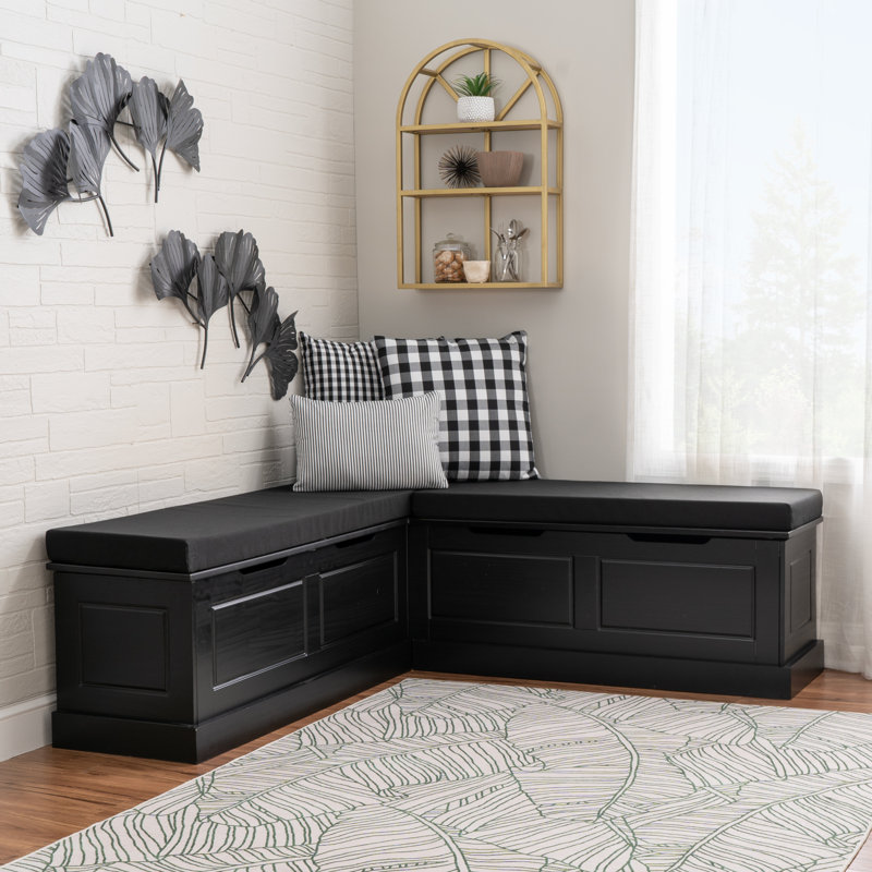 Selby Upholstered Storage Bench, Black