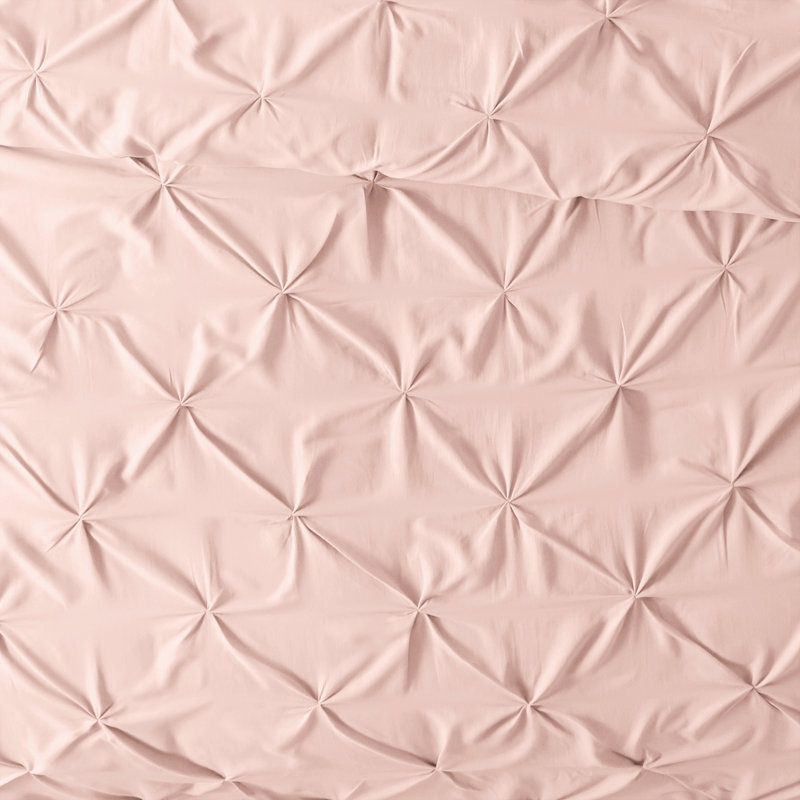 Pinch Pleat Textured Duvet Cover Set, Twin Duvet Cover + 1 Sham, Blush