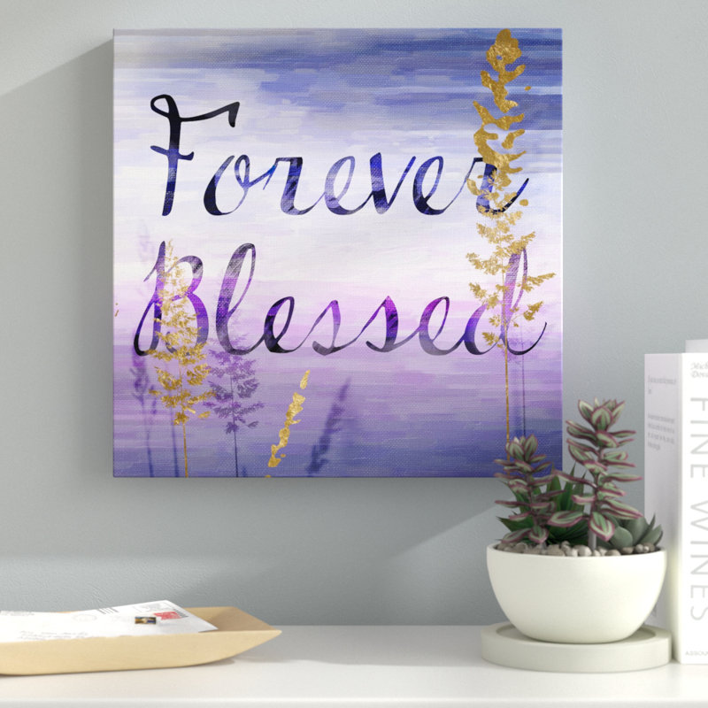 «Forever Blessed Lilac», reproduction d'art textuel sur toile, Cadre doré, H 24 po x l 24 po x P 1,5 po