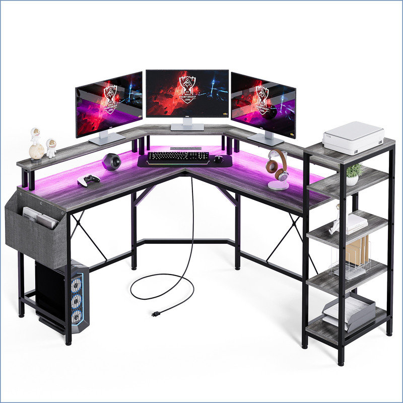 L-Shaped Metal Base Computer Desk