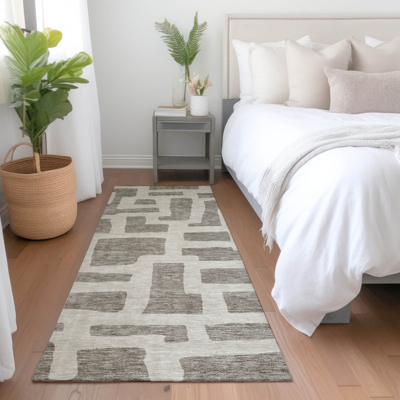 Premium Machine Washable Prisco Taupe Rug, Runner 2'3" x 7'6"
