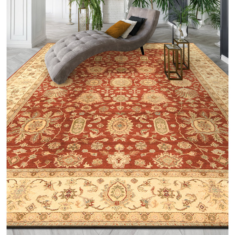 Tapis rectangulaire en laine noué à la main