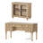 Scarlett 2 Piece Office Set, 56" Executive Desk & Cabinet With Glass Door, Oak-149541866