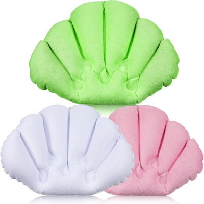 3-pack Inflatable Bath Pillows – Terry Cloth Neck Support