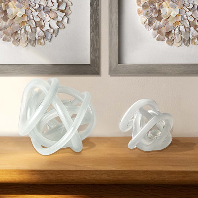 Blue Glass Knot Coastal Abstract Tabletop Decor, Set of 2