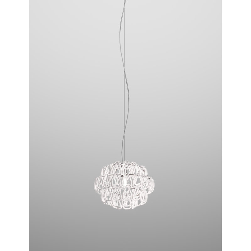 Minigiogali Suspension 85 White Glossy Chrome E26 Ul, White, 24" H x 14" W x 14" D, White
