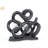 Abstract Matte Black Stone Sculpture, Modern Asymmetrical Accent Decor for Console Table