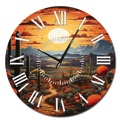 Horloge murale à motif de cactus jaune et vert Saguaro