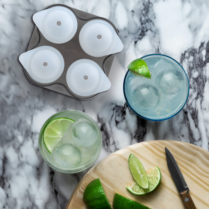 Silicone 4 Ice Ball Cube Tray - Set Of 2