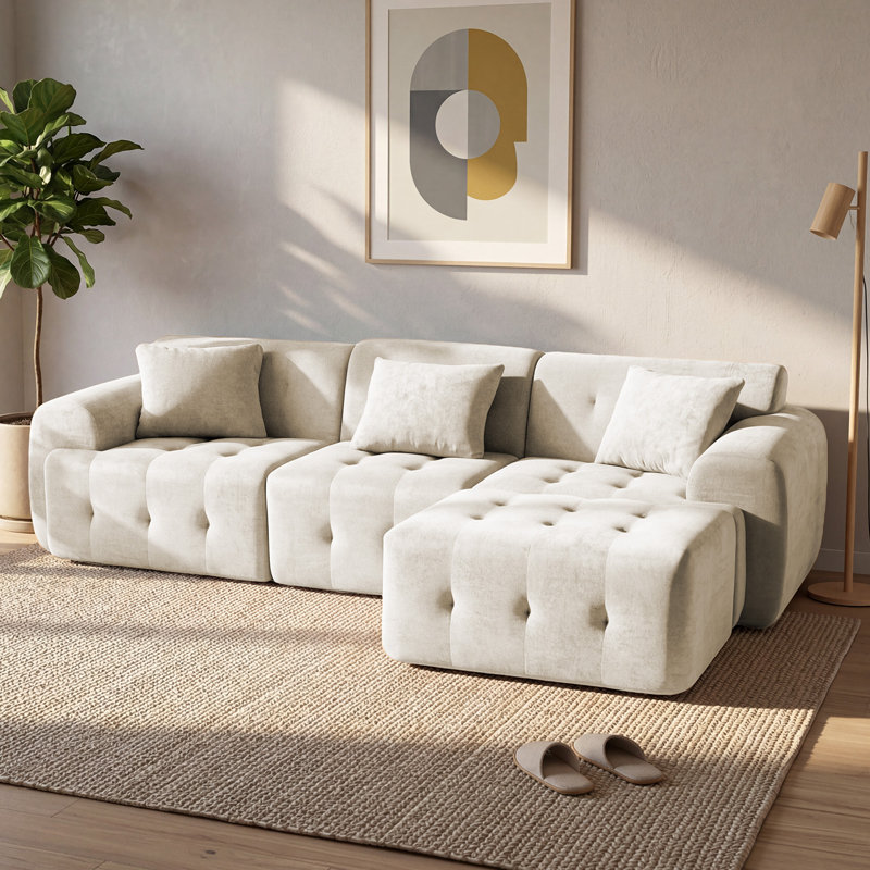 3 Seater Fabric Corner Sectional, Beige