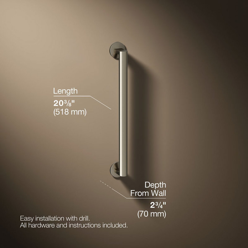 Components In Grab Bar, Vibrant Brushed Nickel, 18" W