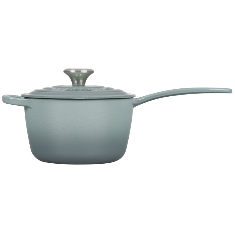 Le Creuset Enameled Cast Iron Saucepan with Lid, Sea Salt, 1.75 qt.
