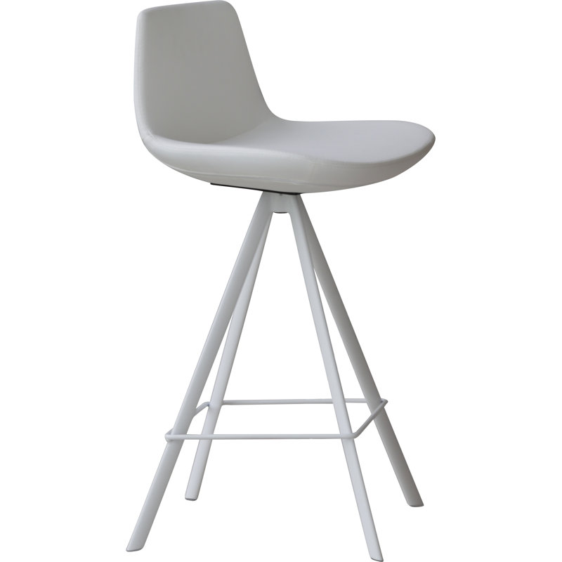 Swivel Upholstered Counter Stool with Metal Frame, Counter Stool (24" Seat Height), White, White