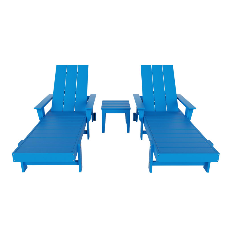 Joubert Outdoor Chaise Lounge with Table, Pacific Blue