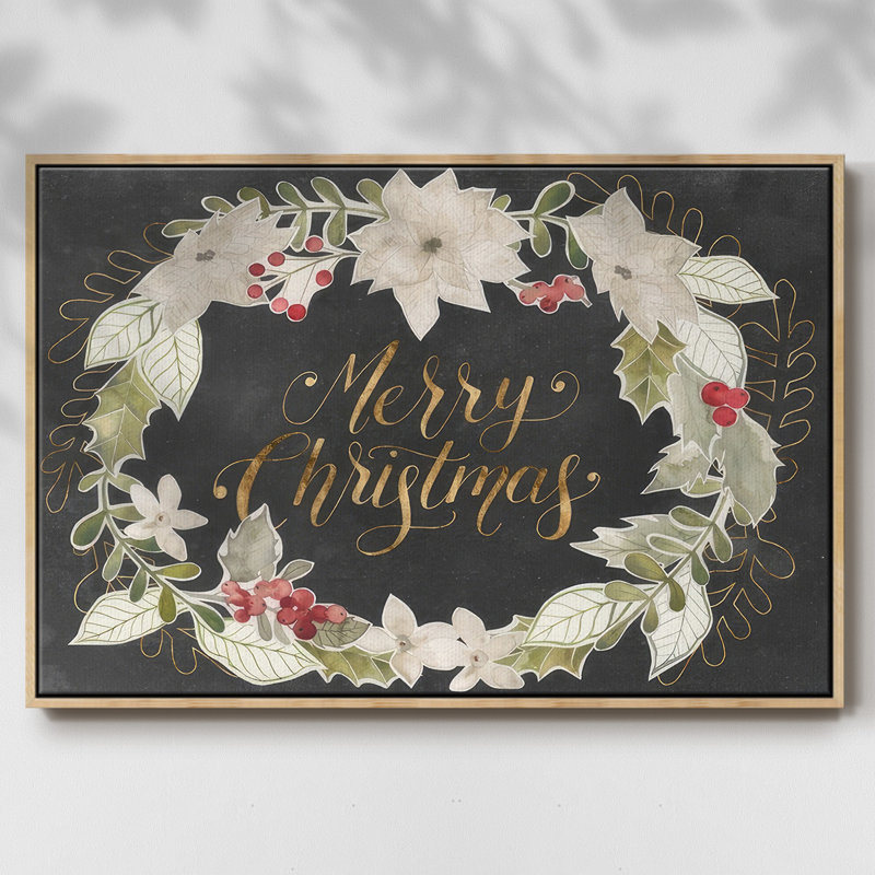 Gilded Christmas Collection A, reproduction d'art sur toile, H 27 po x l 41 po x P 2 po, Bois naturel