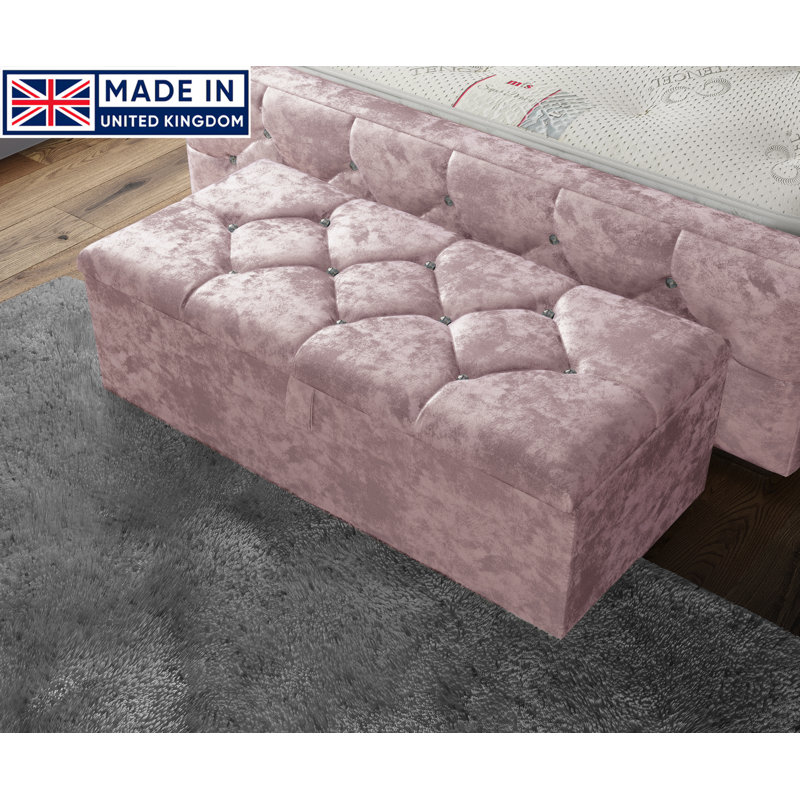 Alax 102cm Wide Rectangle Geometric Standard Ottoman with Storage, Pink