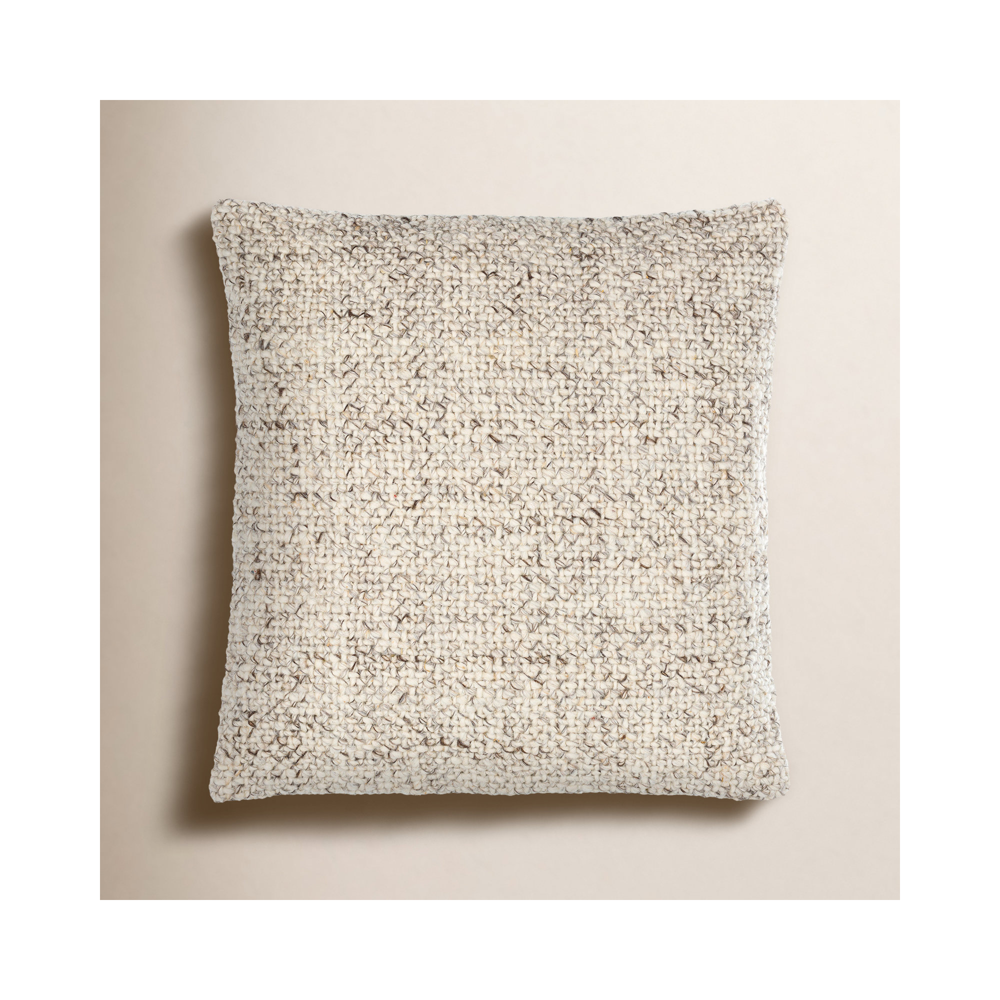 Wool Throw Pillow, 20"H x 20"W, Down, Beige
