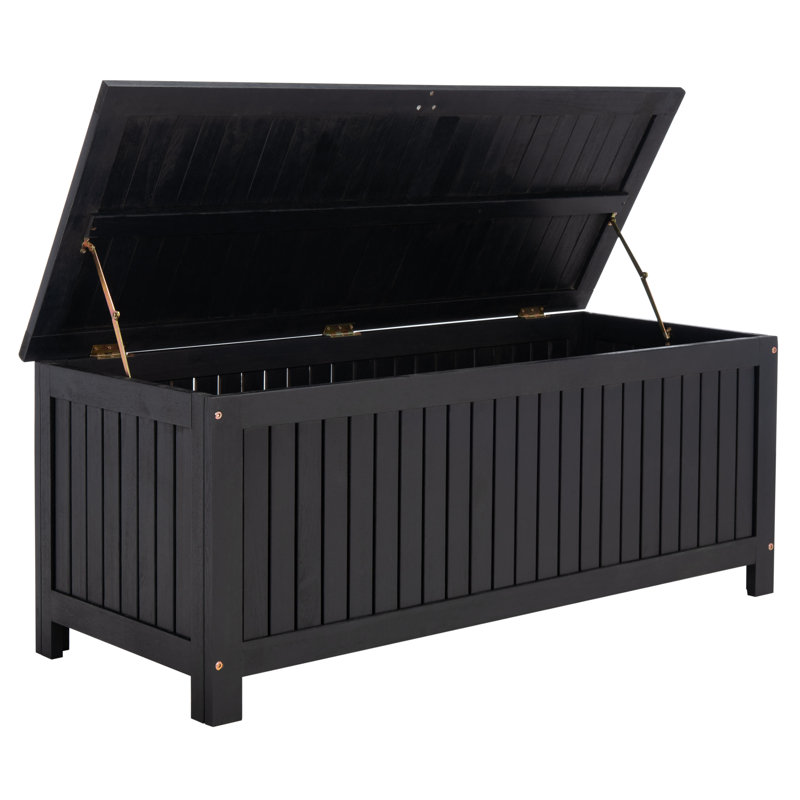 Safavieh Abri 47.6'' W Water Resistant Solid Wood Eucalyptus Deck Box, Black