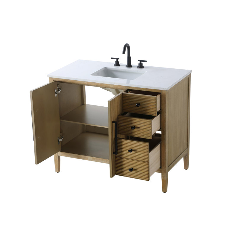 42 inch Single Bathroom Vanity, Linen Oak