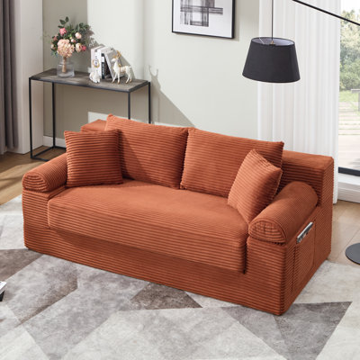 Brigitte 78.1" Convertible Corduroy Sofa Bed, Upholstered Pull-Out Couch with Sleeper