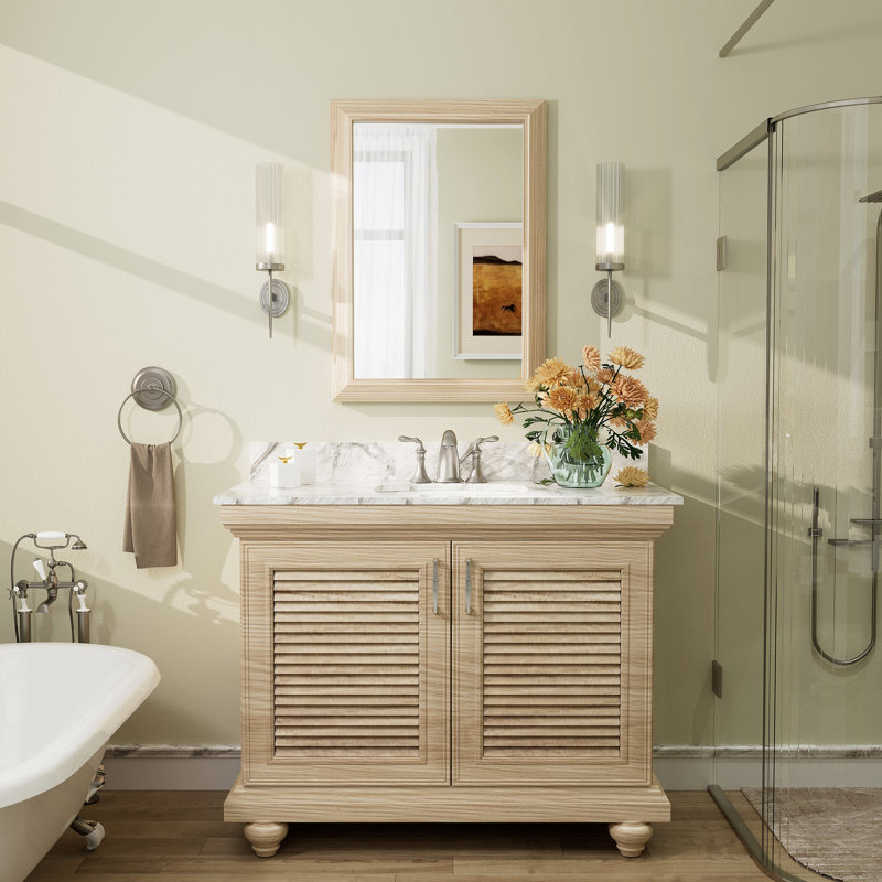 Miroir mural Amara, 28 po x 20 po, Bois jaune clair