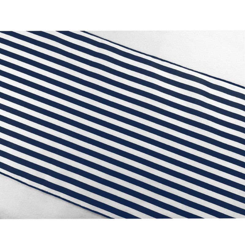 Chemin de table demi-pouce à rayures, Blanc / bleu marine, 90 po x 12 po