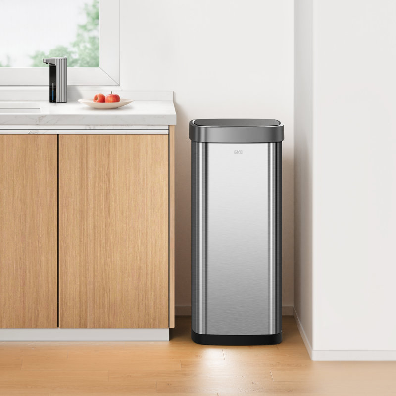 Poubelle à capteur de mouvement EKO Ecosmart, finition en acier inoxydable brossé 21,1 gallons / 80 L, poubelle résistante aux empreintes digitales pour une élimination sans effort des déchets