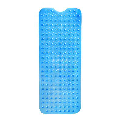Tapis de bain ovale transparent bleu antidérapant