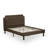 2-Pc Platform Bedroom Set with Button Tufted Queen Bed Frame and 1 Antique Walnut Night Stand for Bedrooms - Dark Brown faux Leather with Black Texture and Black Legs-957648580-957648577