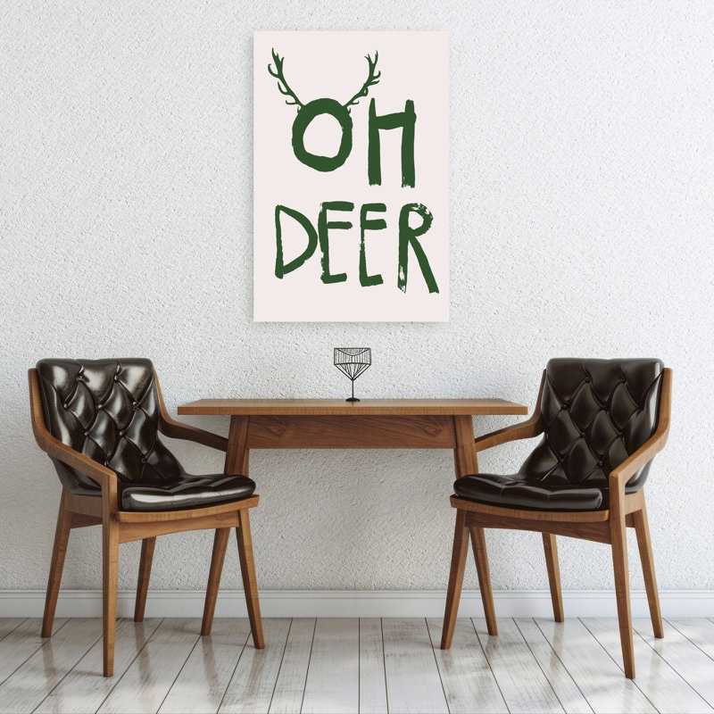 Oh Oh Deer Antler, impression d'art fantaisiste rustique sur bois de forêt, H 36 po x l 24 po