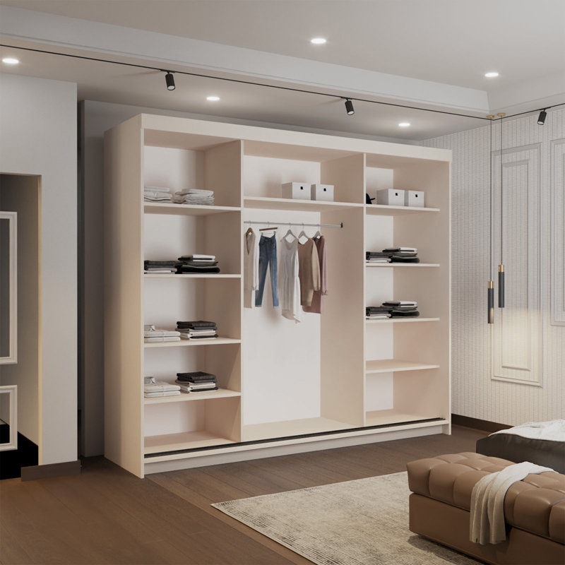 3 Door Manufactured Wood Wardrobe, Cashmere