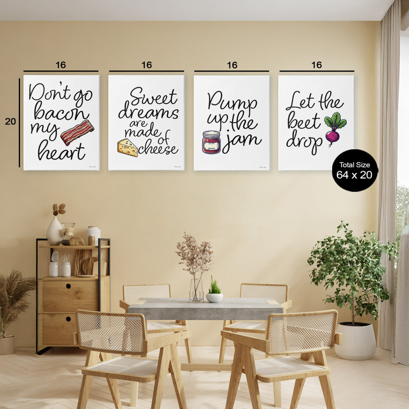 «Fun Music Lyric Puns», ensemble de 4 toiles, par Susan Ball, H 20 po x l 64 po