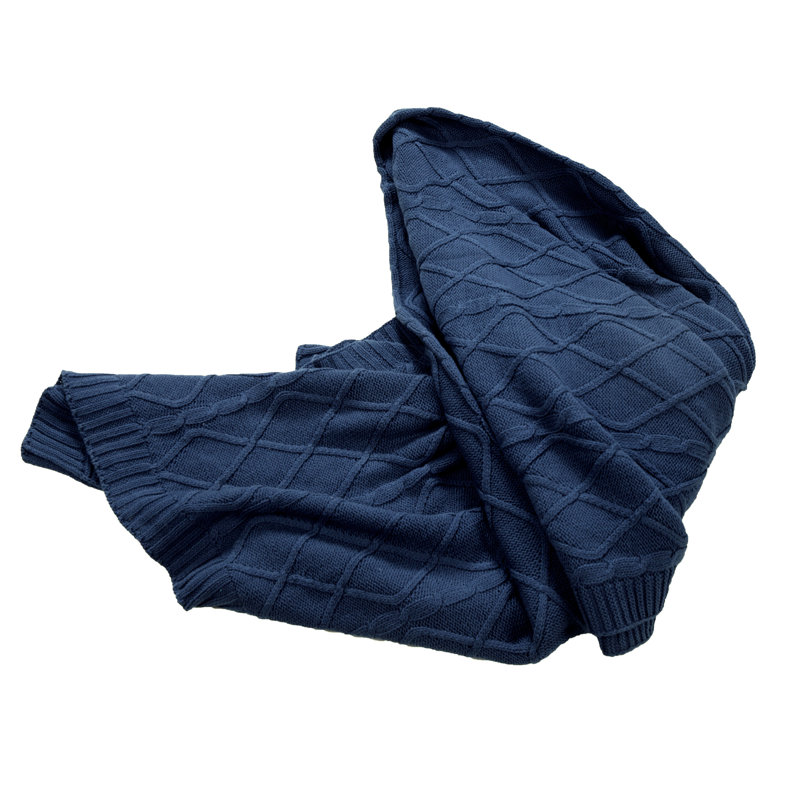 Knitted Throw Blanket, Blue