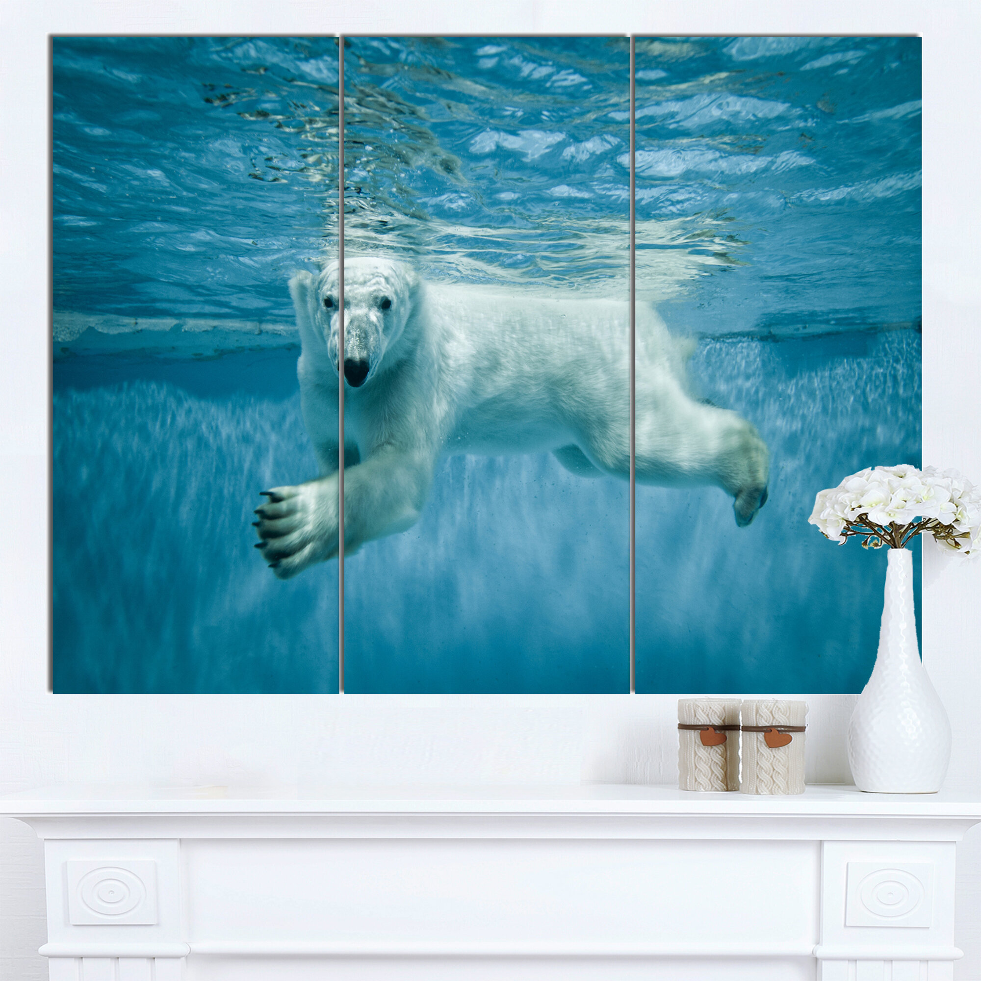 Polar Bear Cub Sitting and Roaring Wall Decal 