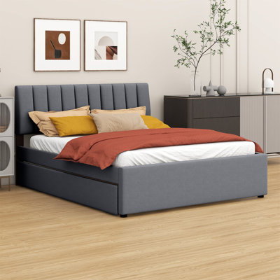 Upholstered Platform Bed With Trundle