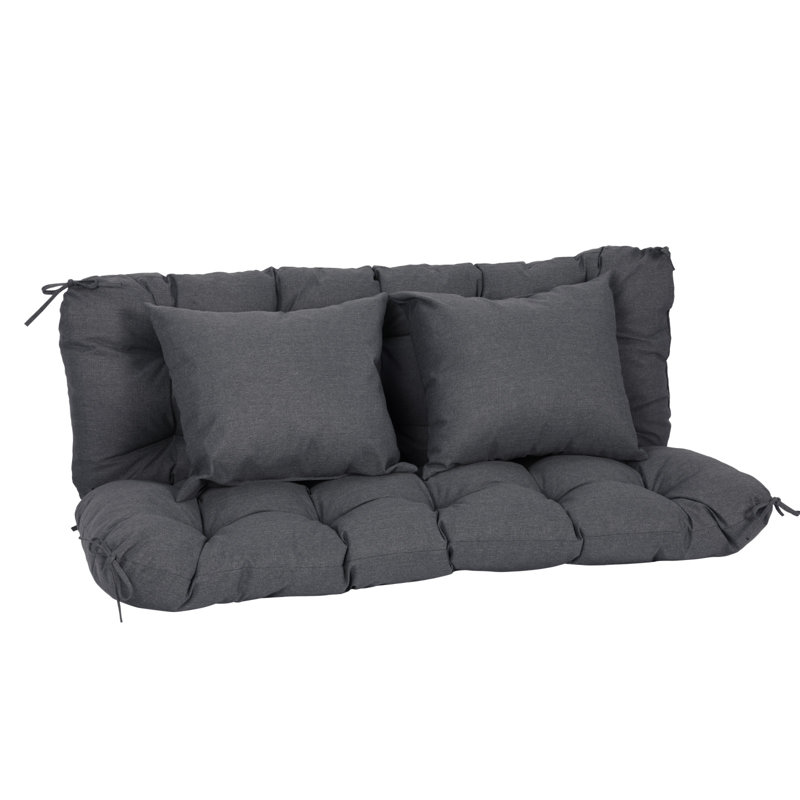 Tufted Porch Swing Cushions, Dark Gray