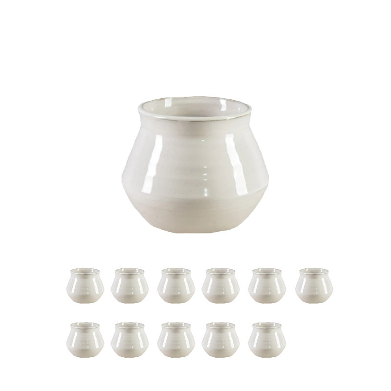 Vase en céramique ivoire - Finition élégante, design évasé intemporel, parfait pour les arrangements floraux, décoration intérieure moderne et idées de cadeaux, 6,5 po de diamètre et 5,5 po de hauteur, paquet de 12