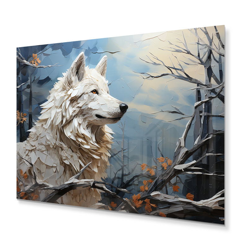 Décoration murale en forme de loup en hiver Patchwork I - animaux, H 12 po x l 20 po x P 1 po