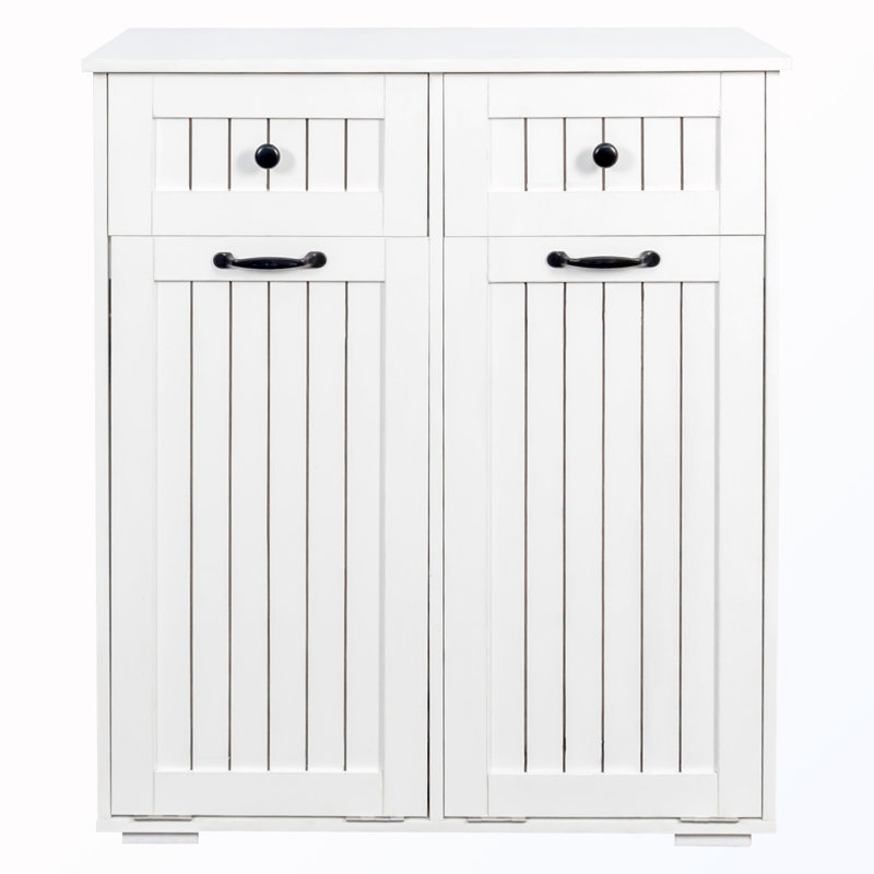 Freestanding Bathroom Cabinet with 2 Removable laundry basket and 2 Drawers
