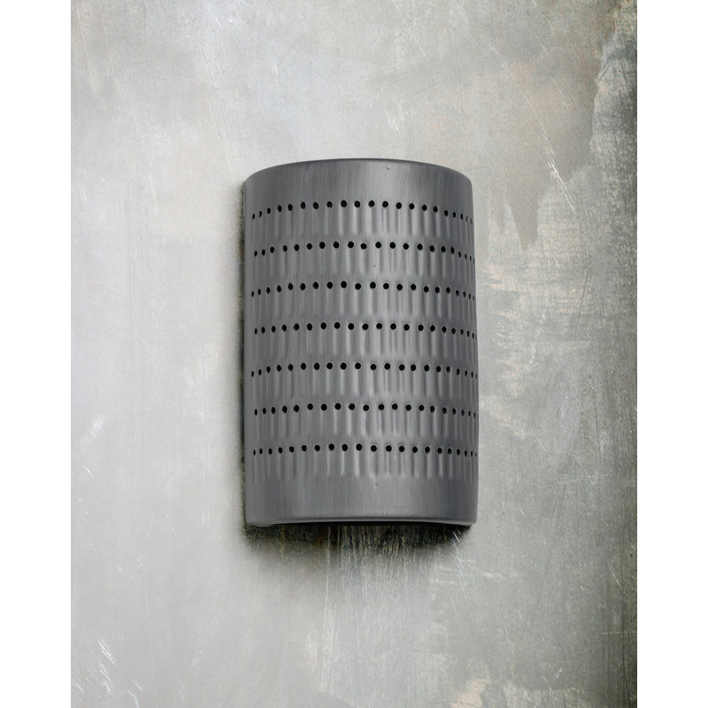 Carely Ceramic Outdoor Wall Light, LED Bulb Included, Rubbed Pewter, 15" H x 10" W x 5" D