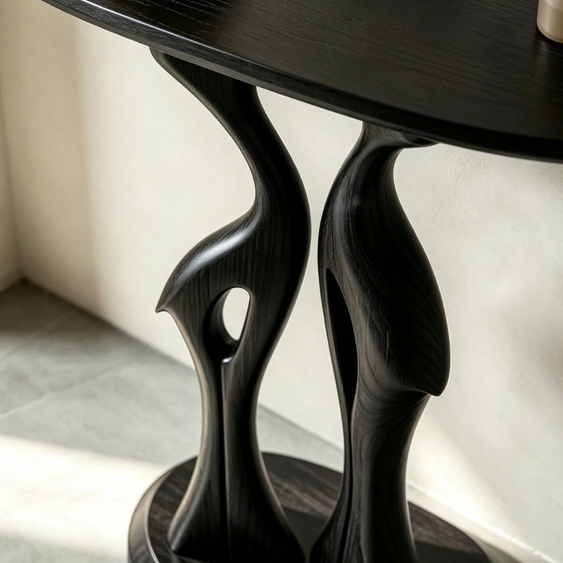 Console artistique en bois de frêne massif, 34.65" H x 39.37" W x 11.81" D, Brown