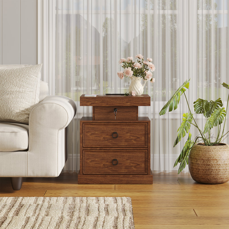 49.8cm W Bedside Table, Walnut