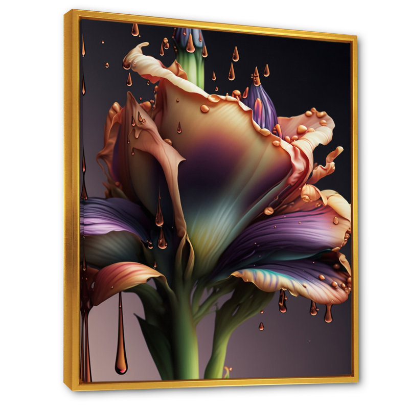 «Bismark Red Gladiolus Flowers III», reproduction sur toile, H 20 po x l 12 po x P 1 po, Cadre flottant doré