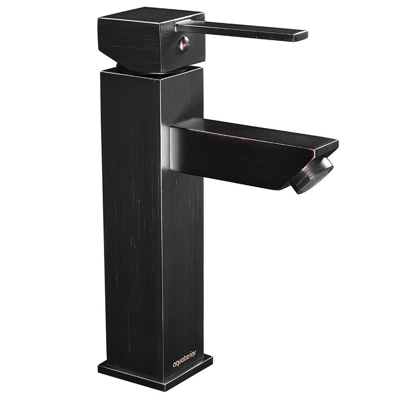 Robinet pour salle de bain à poignée simple Aquaterior, Bronze huilé