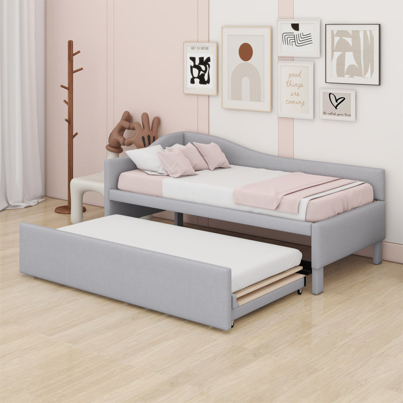 Upholstered L-Shaped Upholstered Daybed With Pop Up Trundle