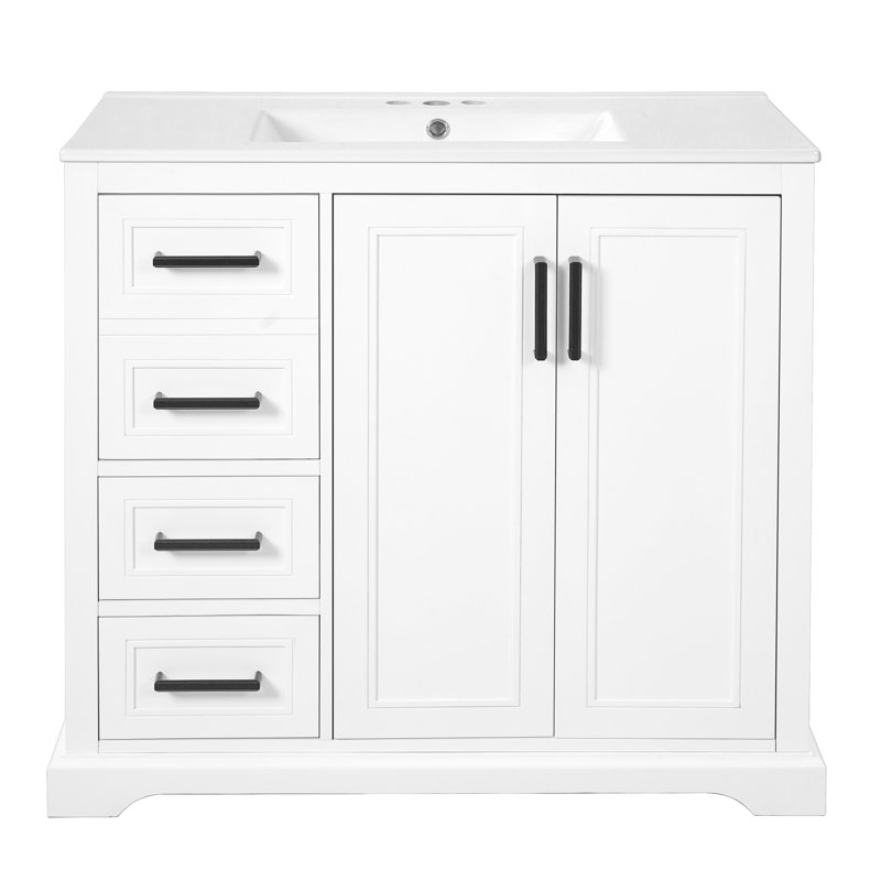 Meuble-lavabo 36 po avec comptoir en céramique, Blanc