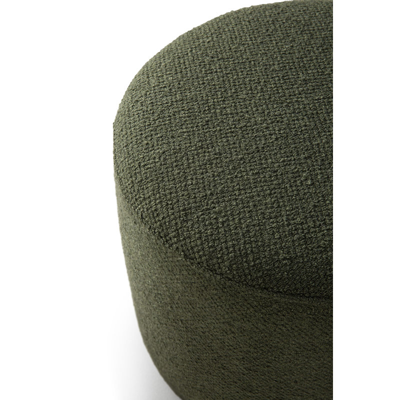 Barrow Round Pouf, Pine Green Polyester Blend