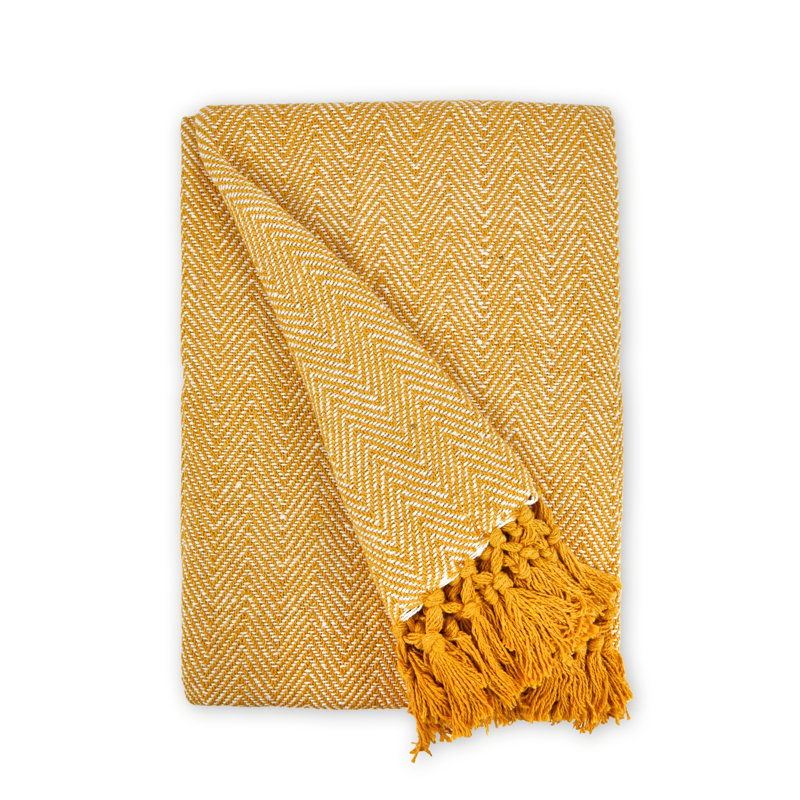 Meurer Hand Woven Throw Blanket, 254cm x 228cm, Ochre