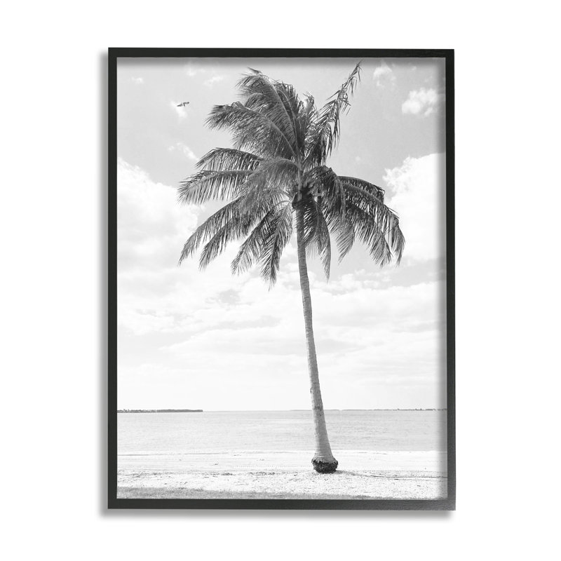 Palmier simple monochrome, Giclée encadrée noir minuit, H 30 po x l 24 po x P 1,5 po