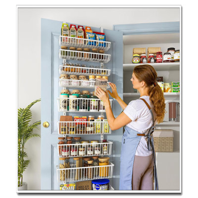 Organisateur de garde-manger blanc à 9 niveaux au-dessus de la porte